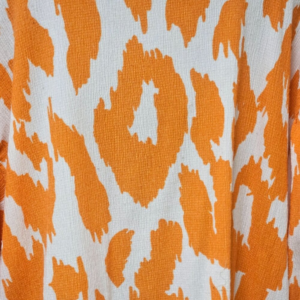 Batia New York Top Womens Size 3XL Orange White Button Up Blouse Balloon Sleeve - Picture 5 of 7